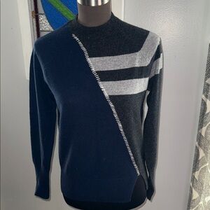 27 Miles 100% Cashmere Geometric Crew Neck Sweater SZ XS